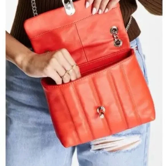 Ted Baker Bold Orange Crossbody Bag with Chain Detail - Picture 2 of 12